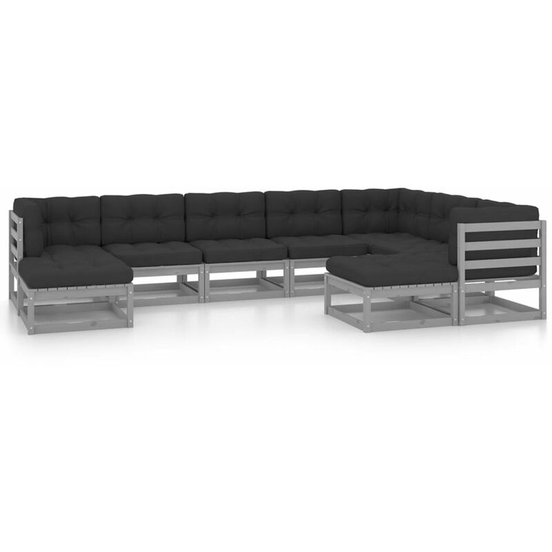 

Juego de muebles de jardin 9 pzas y cojines madera pino