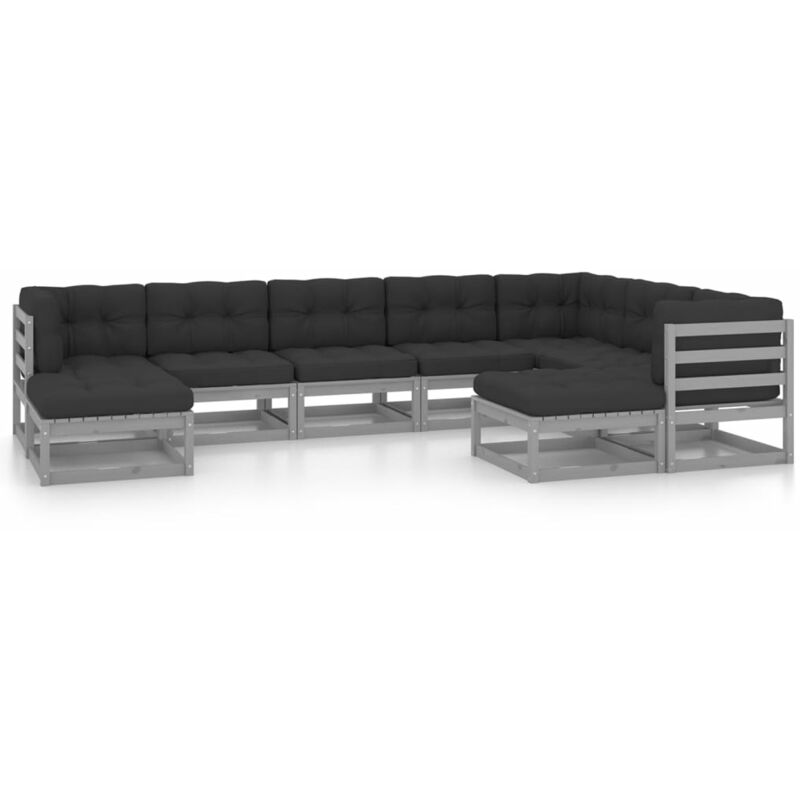 

Juego de muebles de jardín 9 pzas y cojines madera pino