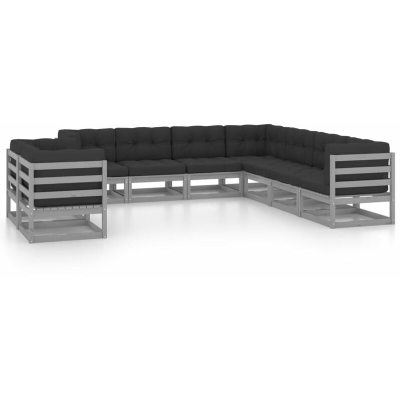 

Juego de muebles de jardín 9 pzas y cojines madera pino