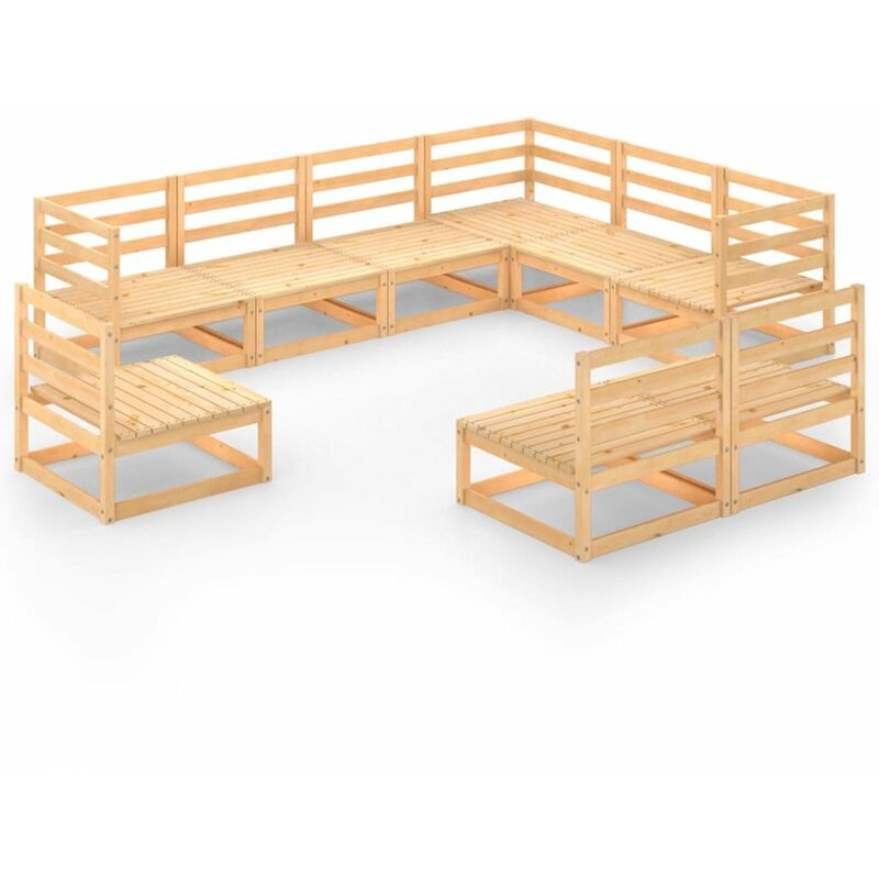 

Juego de muebles de jardin 9 pzas y cojines madera pino maciza