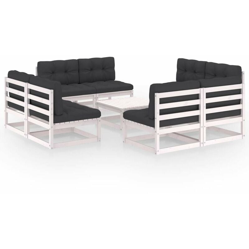 

Juego de muebles de jardin 9 pzas y cojines madera pino maciza