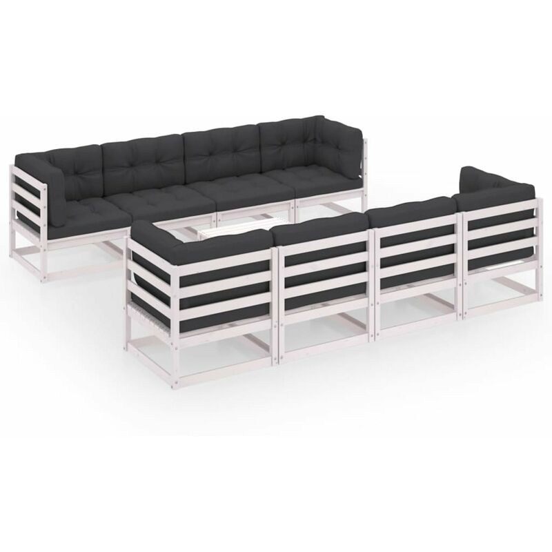 

Juego de muebles de jardin 9 pzas y cojines madera pino maciza