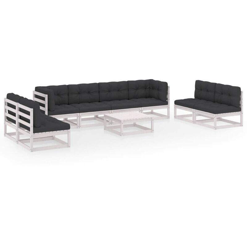 

Juego de muebles de jardin 9 pzas y cojines madera pino maciza