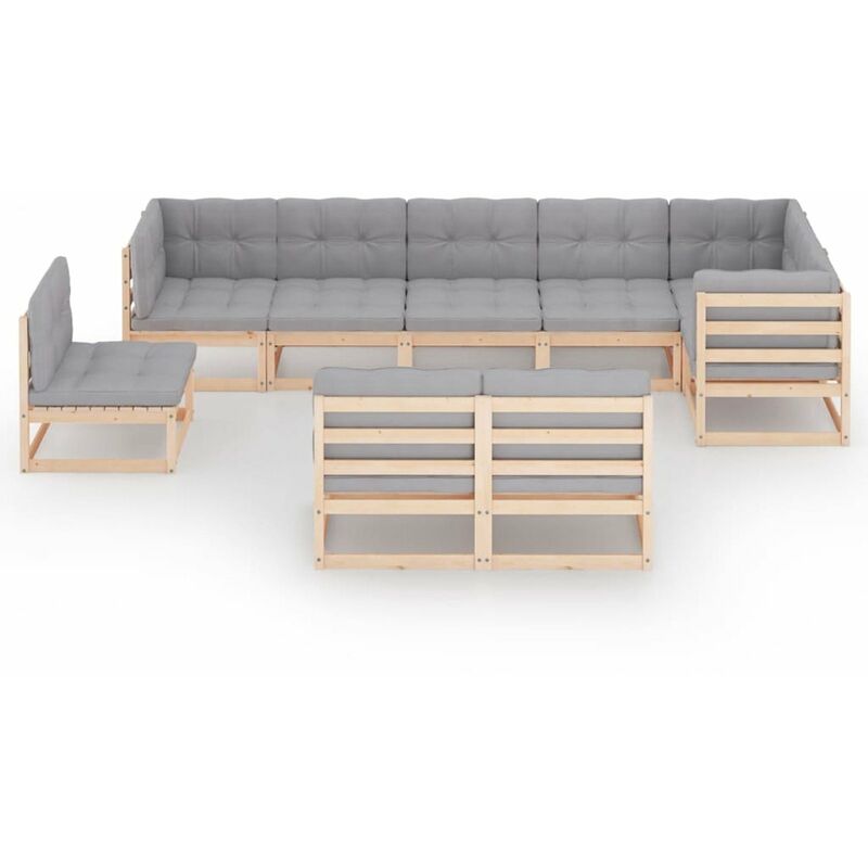 

Juego de muebles de jardin 9 pzas y cojines madera pino maciza