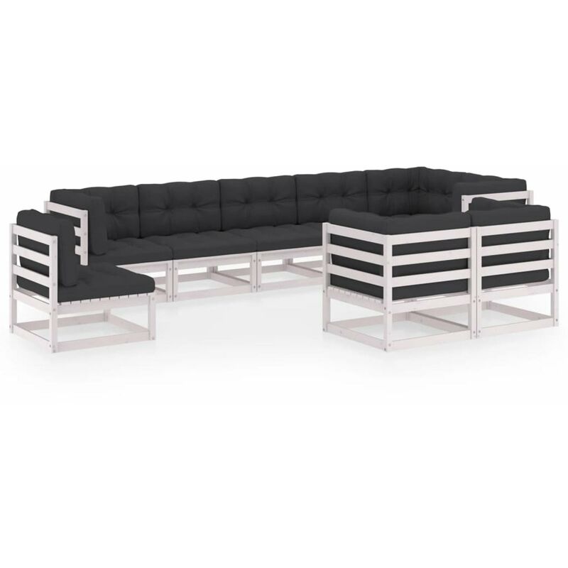 

Juego de muebles de jardin 9 pzas y cojines madera pino maciza