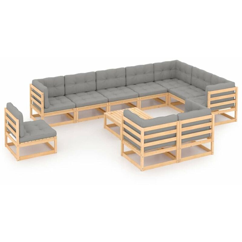 

Juego de muebles de jardin 9 pzas y cojines madera pino maciza