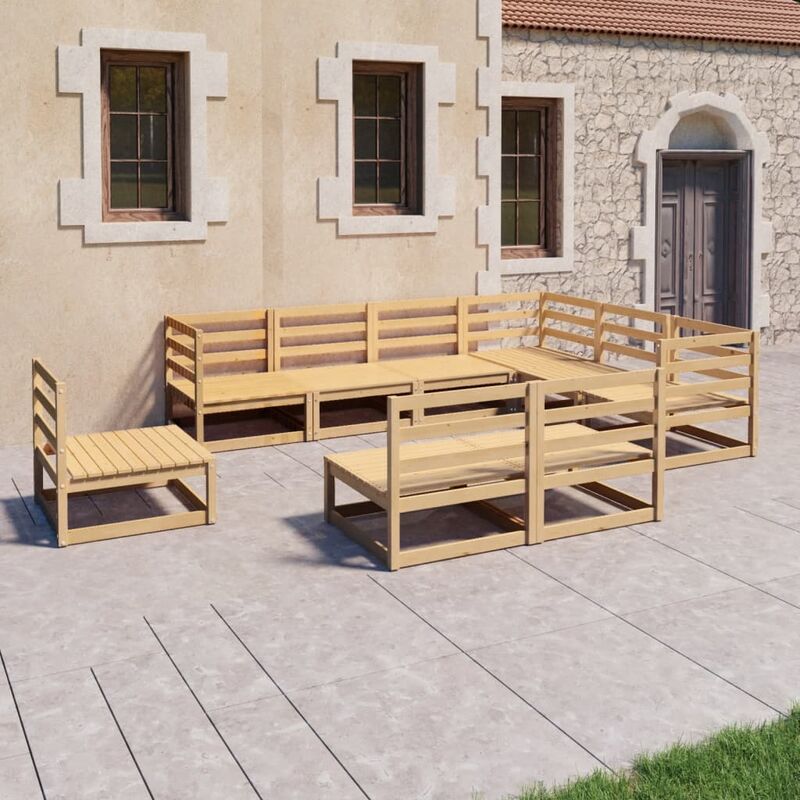 

Juego de muebles de jardín 9 pzas y cojines madera pino maciza