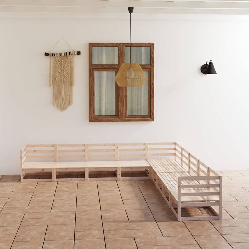

Juego de muebles de jardín 9 pzas y cojines madera pino maciza