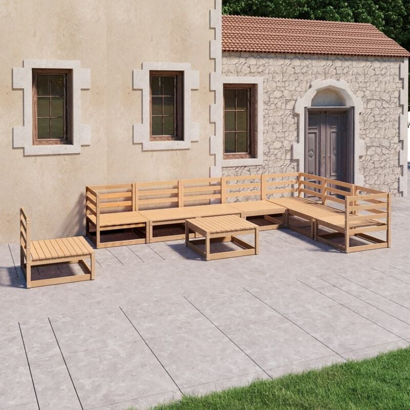 

Juego de muebles de jardín 9 pzas y cojines madera pino maciza