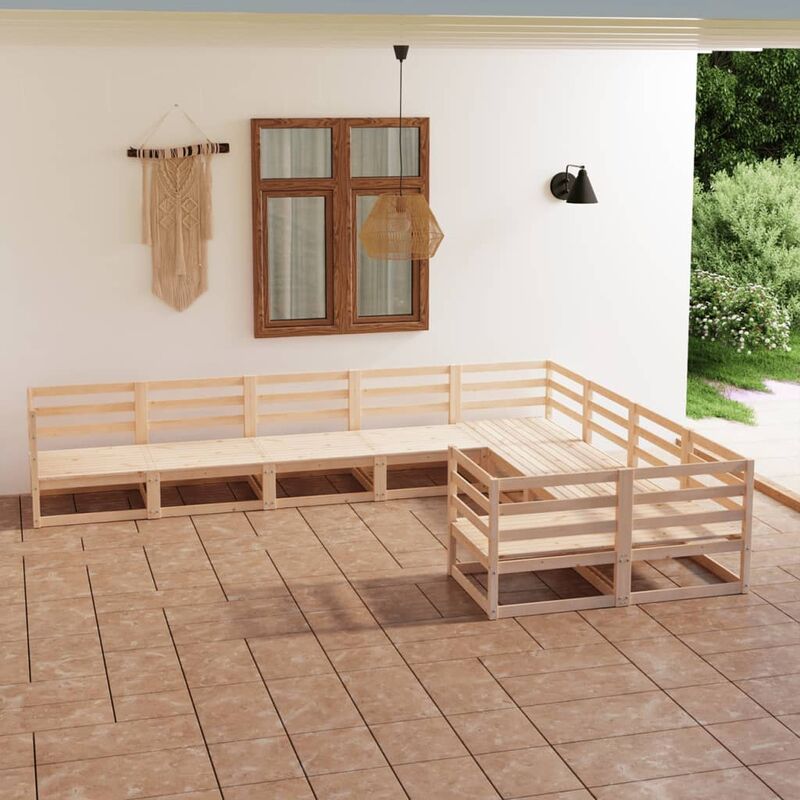 

Juego de muebles de jardín 9 pzas y cojines madera pino maciza