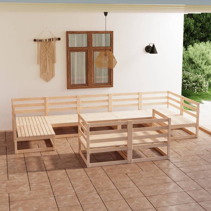 

Juego de muebles de jardín 9 pzas y cojines madera pino maciza