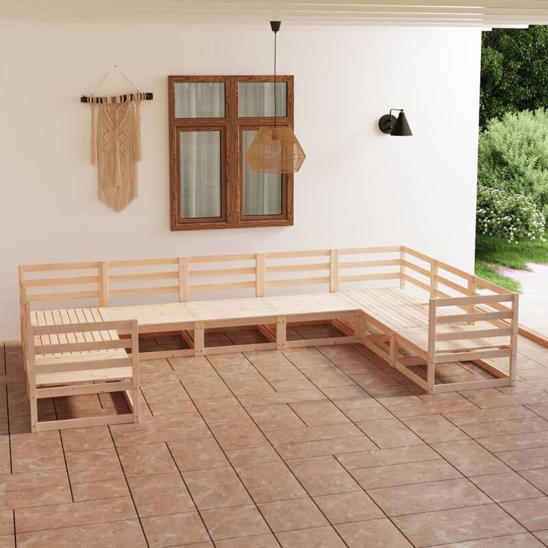 

Juego de muebles de jardín 9 pzas y cojines madera pino maciza
