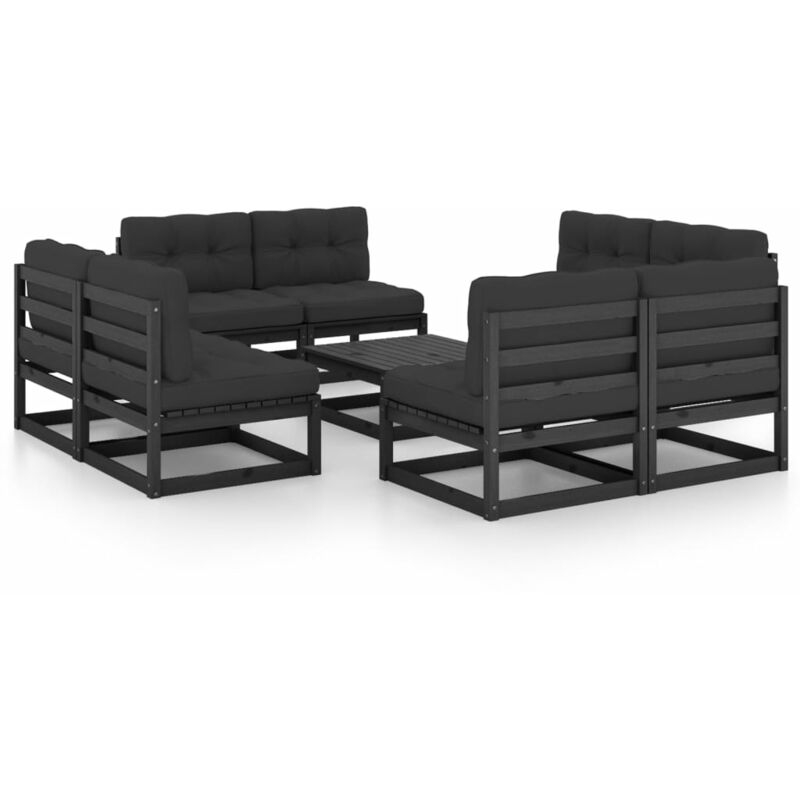 

Juego de muebles de jardín 9 pzas y cojines madera pino maciza