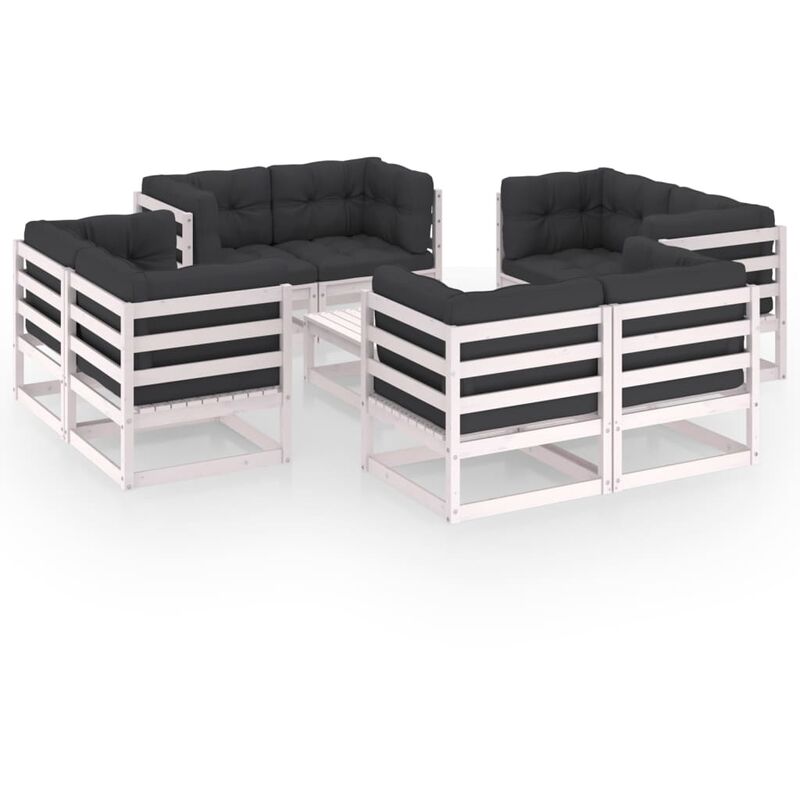 

Juego de muebles de jardín 9 pzas y cojines madera pino maciza