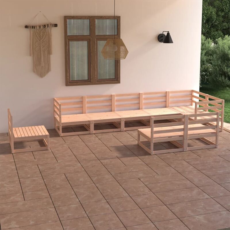 

Juego de muebles de jardín 9 pzas y cojines madera pino maciza