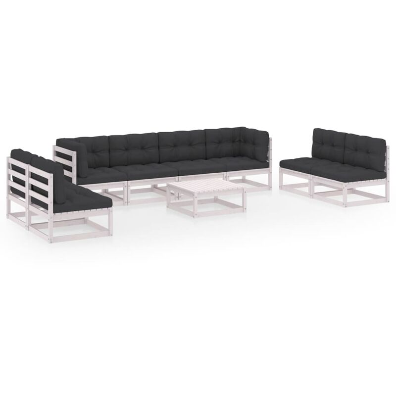 

Juego de muebles de jardín 9 pzas y cojines madera pino maciza