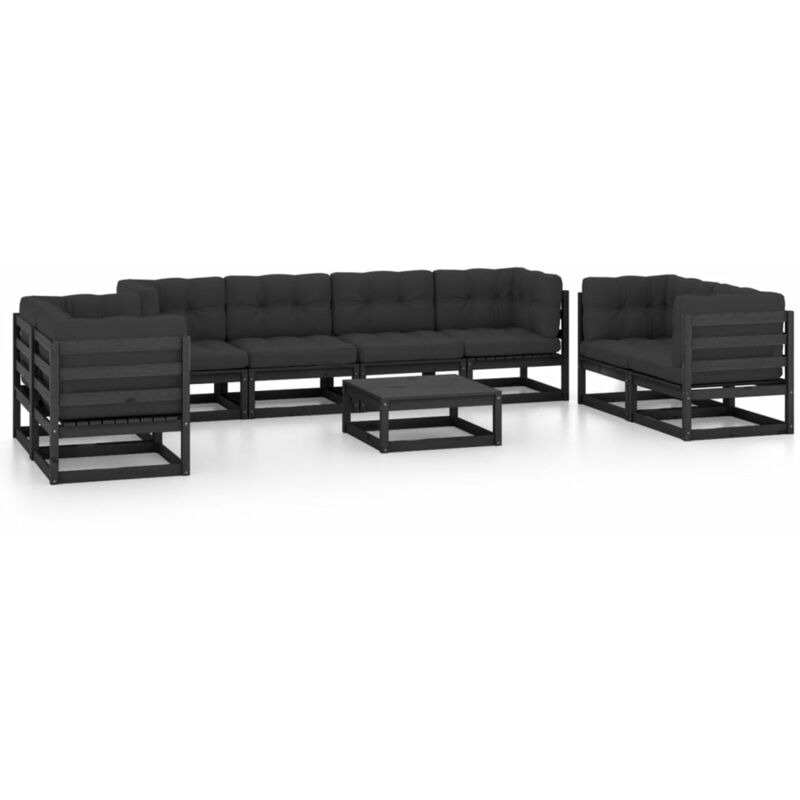 

Juego de muebles de jardín 9 pzas y cojines madera pino maciza