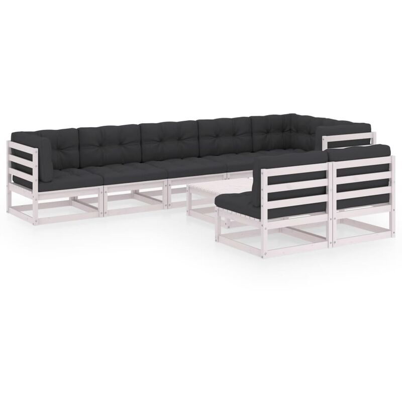 

Juego de muebles de jardín 9 pzas y cojines madera pino maciza