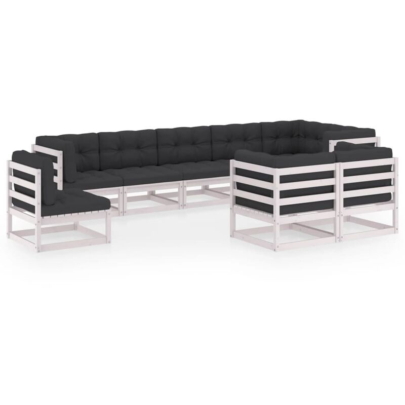 

Juego de muebles de jardín 9 pzas y cojines madera pino maciza