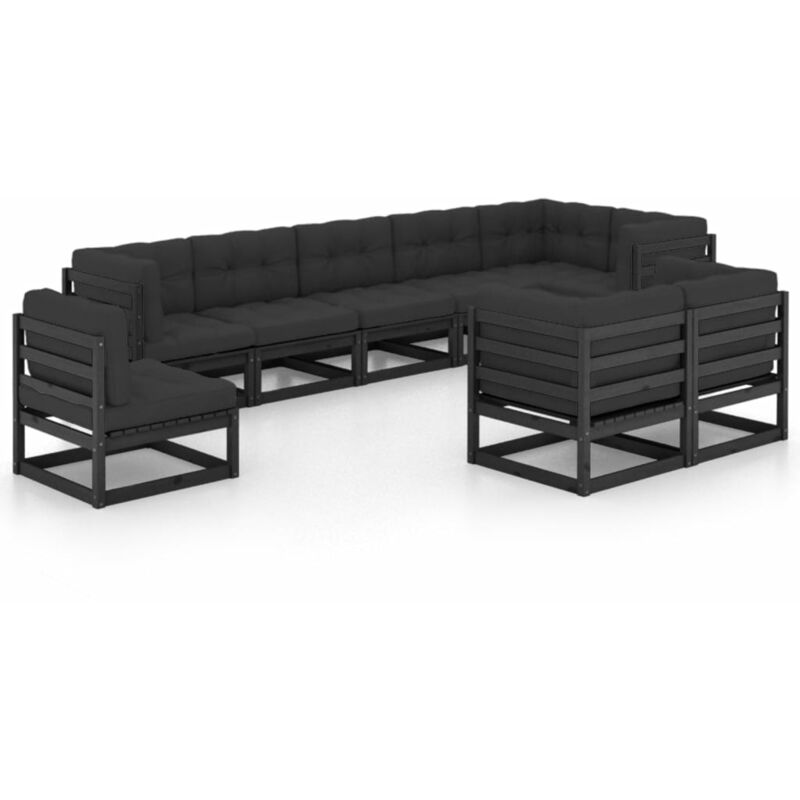 

Juego de muebles de jardín 9 pzas y cojines madera pino maciza