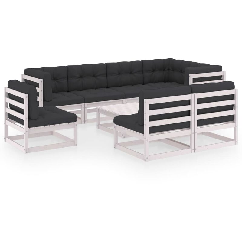 

Juego de muebles de jardín 9 pzas y cojines madera pino maciza