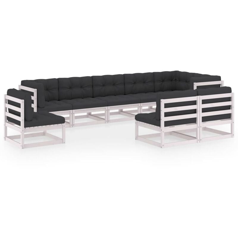 

Juego de muebles de jardín 9 pzas y cojines madera pino maciza