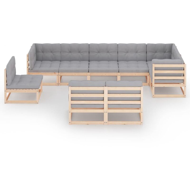 

Juego de muebles de jardín 9 pzas y cojines madera pino maciza