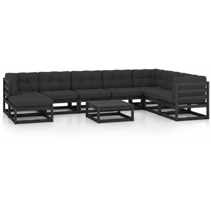 

Juego de muebles de jardín 9 pzas y cojines madera pino maciza