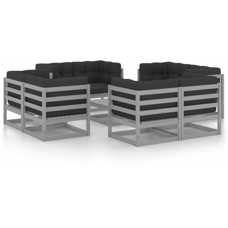 

Juego de muebles de jardín 9 pzas y cojines madera pino maciza