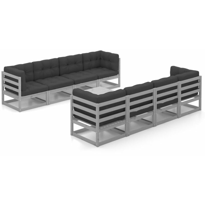 

Juego de muebles de jardín 9 pzas y cojines madera pino maciza