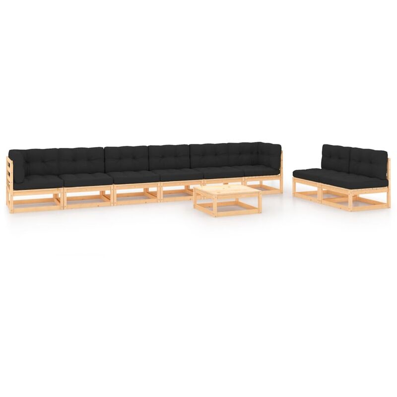 

Juego de muebles de jardín 9 pzas y cojines madera pino maciza