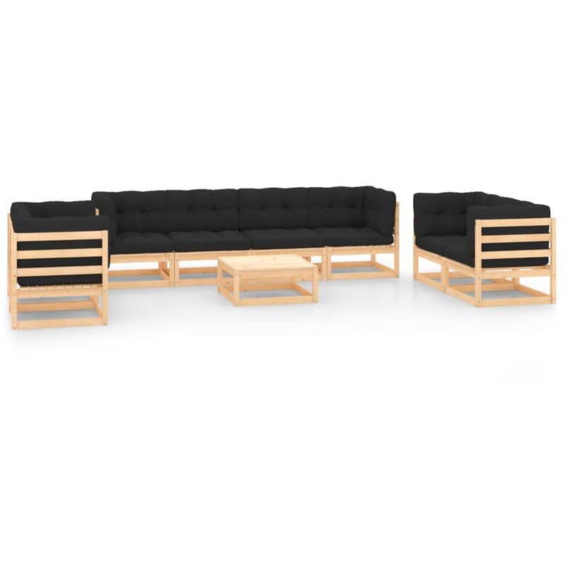 

Juego de muebles de jardín 9 pzas y cojines madera pino maciza