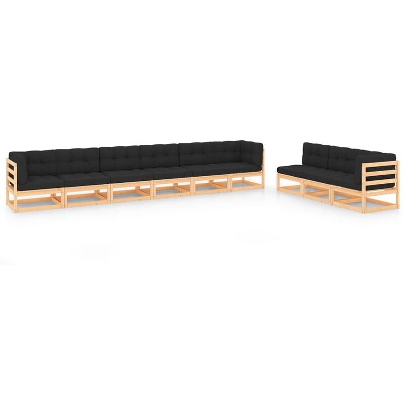 

Juego de muebles de jardín 9 pzas y cojines madera pino maciza