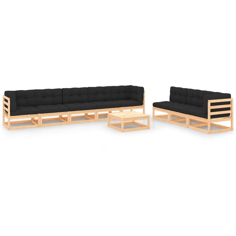 

Juego de muebles de jardín 9 pzas y cojines madera pino maciza