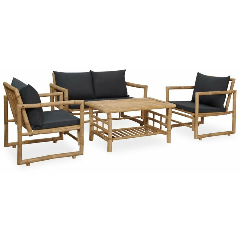 

Juego de muebles de jardin con cojines 4 piezas bambu