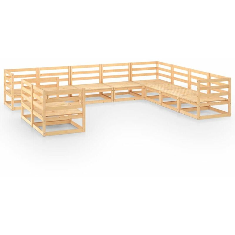 

Juego de muebles de jardin de 10 piezas madera maciza de pino