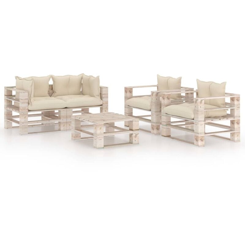

Juego de muebles de jardín de palés 5 pzas cojines madera pino