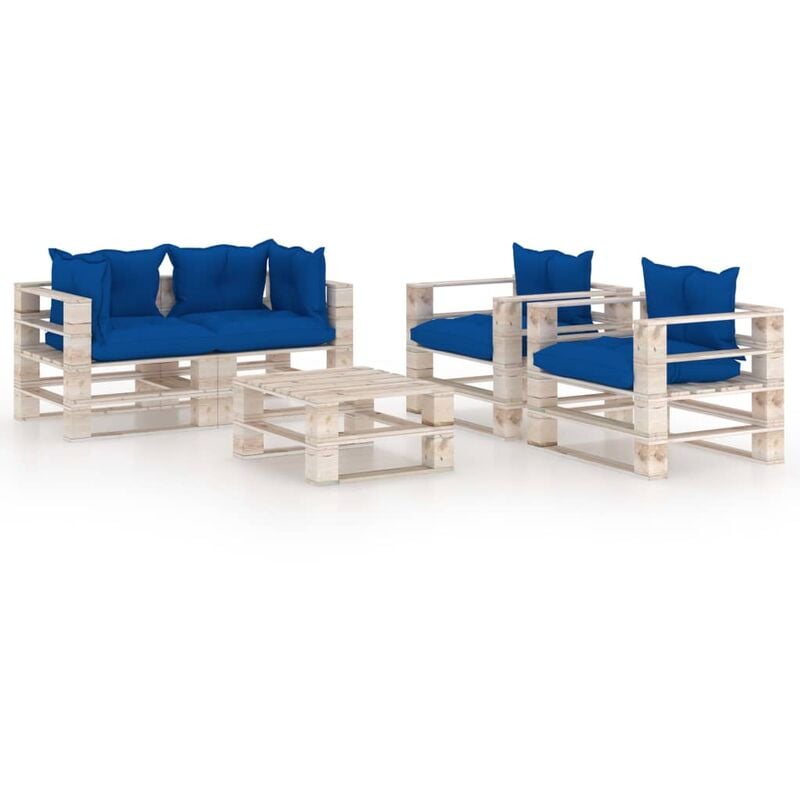 

Juego de muebles de jardín de palés 5 pzas cojines madera pino