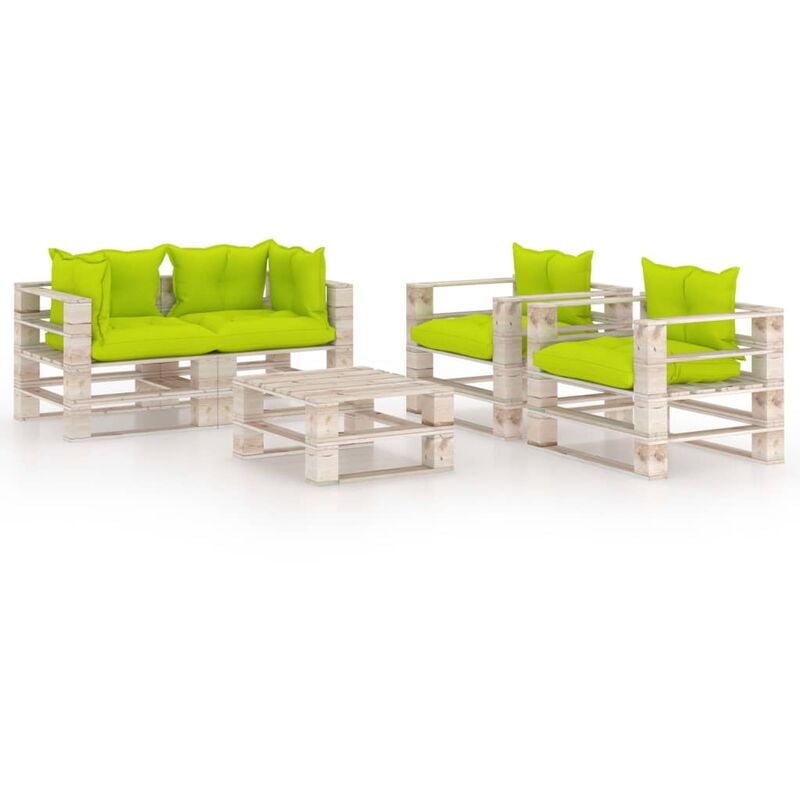 

Juego de muebles de jardín de palés 5 pzas cojines madera pino
