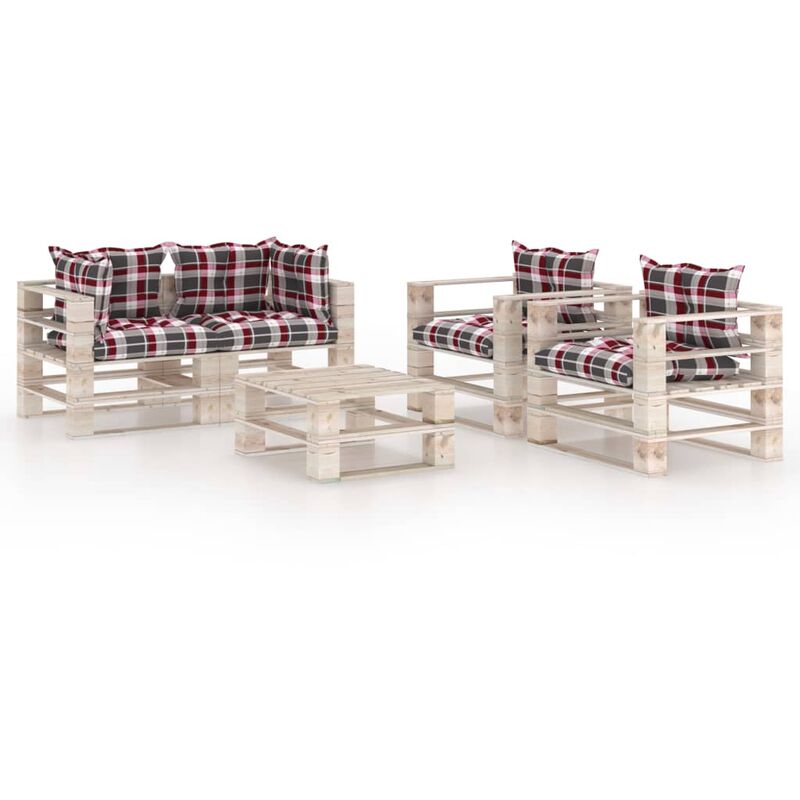 

Juego de muebles de jardín de palés 5 pzas cojines madera pino