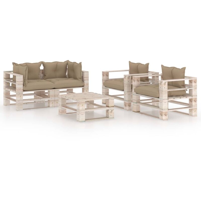 

Juego de muebles de jardín de palés 5 pzas cojines madera pino