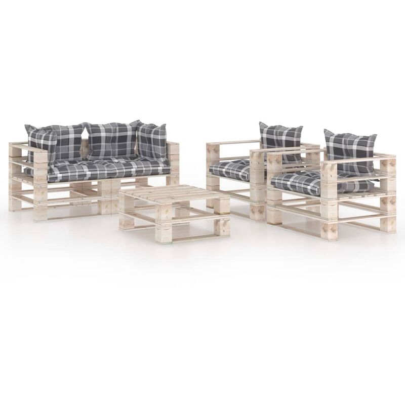 

Juego de muebles de jardín de palés 5 pzas cojines madera pino