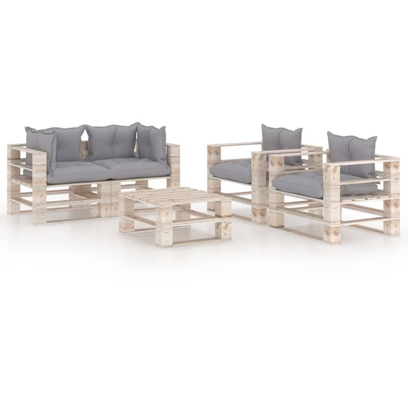 

Juego de muebles de jardín de palés 5 pzas cojines madera pino