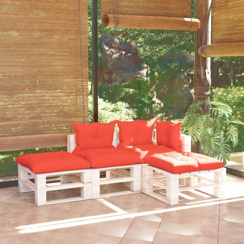 

Juego de muebles de jardín de palets 4 pzas cojines madera pino