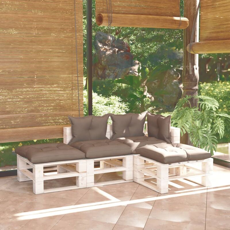 

Juego de muebles de jardín de palets 4 pzas cojines madera pino