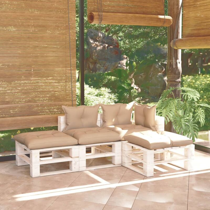 

Juego de muebles de jardín de palets 4 pzas cojines madera pino