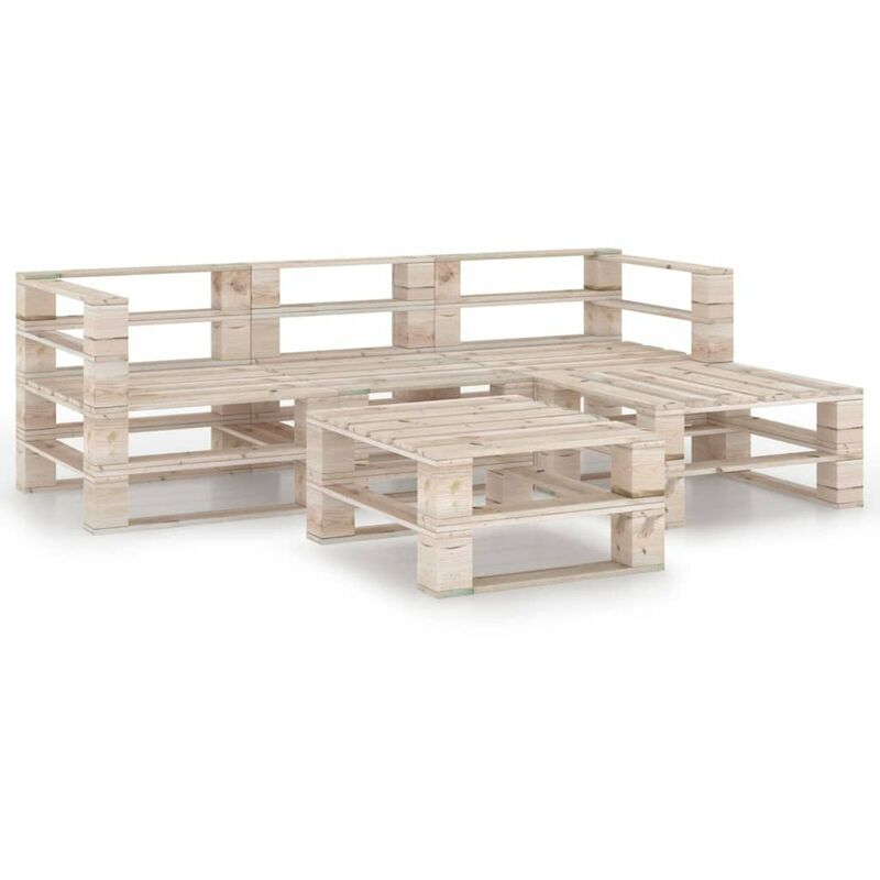 

Happyshopping - Juego de muebles de jardin de palets 5 piezas madera de pino