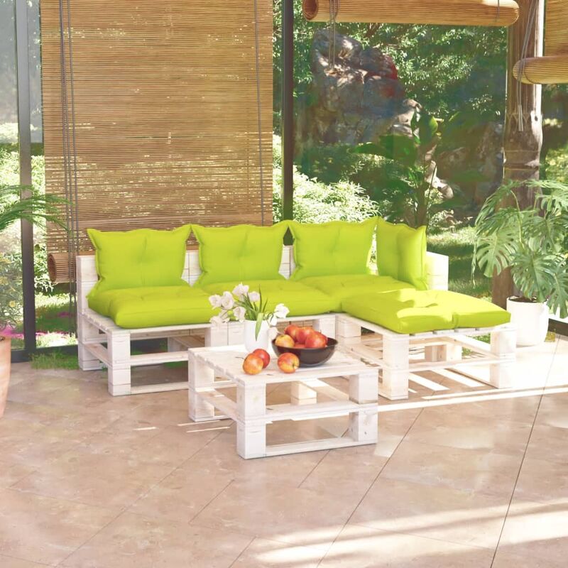 

Juego de muebles de jardín de palets 5 pzas cojines madera pino