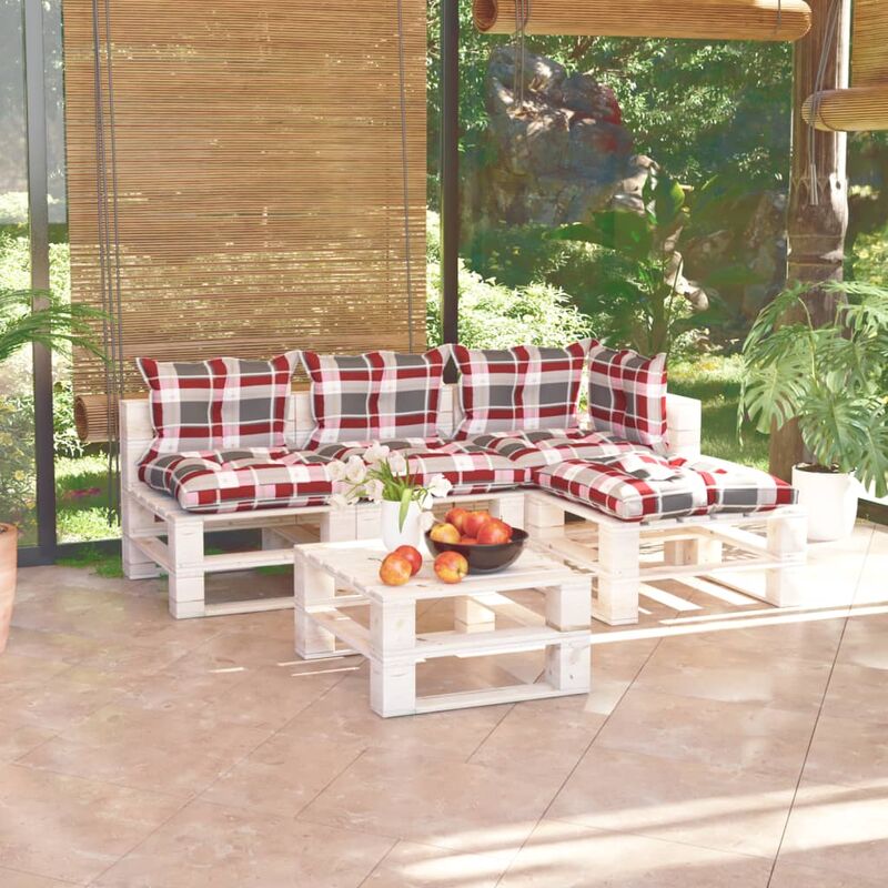 

Juego de muebles de jardín de palets 5 pzas cojines madera pino
