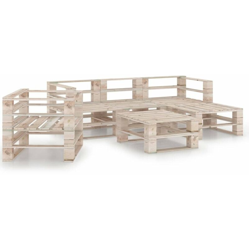 

Happyshopping - Juego de muebles de jardin de palets 6 piezas madera de pino